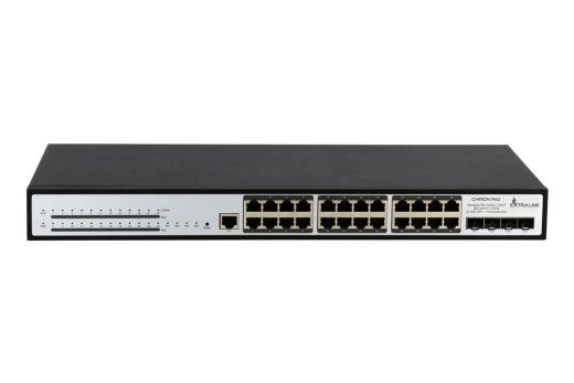 Extralink Chiron Pro PoE Switch 24x RJ45 1000Mb/s PoE, 4x SFP+, L3, hallatav, 370W