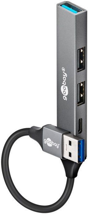 Goobay Slim 4-port USB Hub, USB-A to USB-C/USB-A, 5 Gbit/s 74458