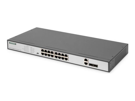 DIGITUS 16-portne Fast Ethernet PoE+ lüliti