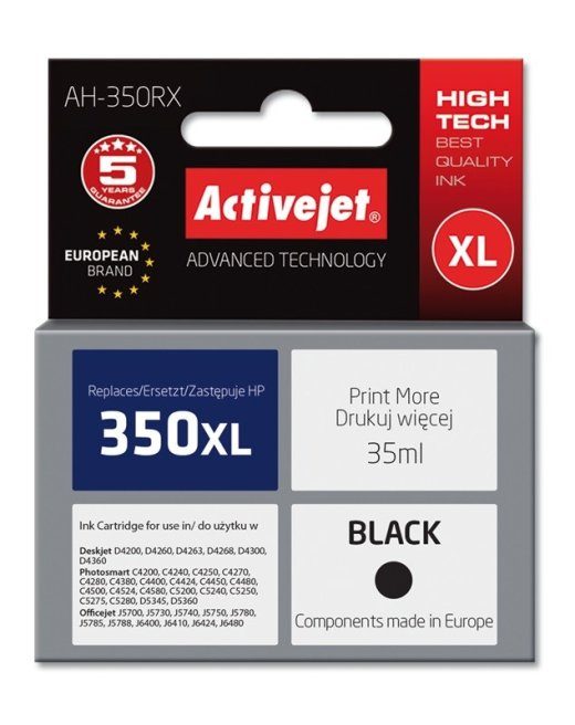 Activejet AH-350RX tint (asendab HP 350XL CB336EE; Premium; 35 ml; must)