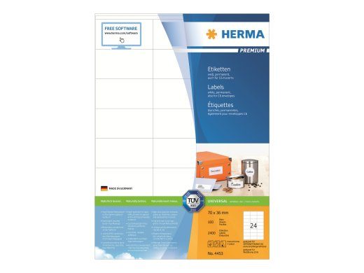HERMA premium laminaadiga sildid 70 x 36 mm, 2400 sildit