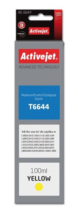 Activejet AE-664Y tindipudel (asendus Epson T6644; Supreme; 100 ml; kollane)