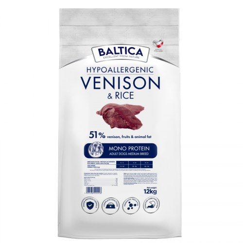 BALTICA Nutraceutic Hüpoallergeenne Keskmised tõud Põdrasaad riisiga - kuiv koeratoit - 12kg