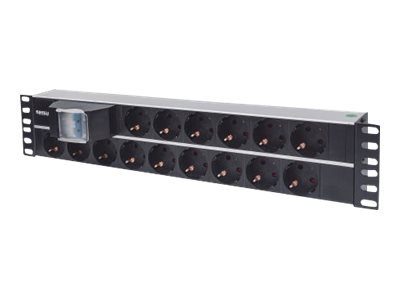 Intellinet 19 2U Rackmount 15-Way Toitepistik - Saksa tüüp, Topelt Õhuga, 3m Toitejuhtmega (Euro 2-pin pistik) 16A Must