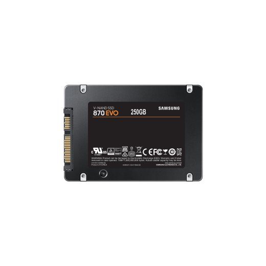 SSD SAMSUNG 870 EVO 250GB SATA MLC Rašymo greitis 530 MBytes/sec Skaitymo greitis 560 MBytes/sec 2,5" TBW 150 TB MTBF 1500000 hours MZ-77E250B/