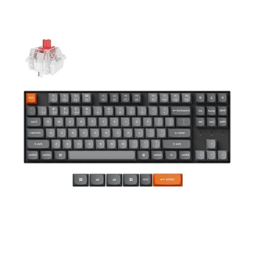 Keychron K8 Max RGB - JAV išdėstymas - Hot-Swappable Super Red belaidis klaviatūra