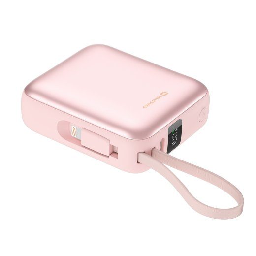 Swissten SPACE Power Bank Universaalne Välimine Aku USB-C / Lightning / 10000 mAh Roosa