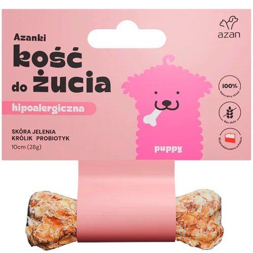 AZANKI Hüpoallergeenne luu metssea nahast küüslaugu ja probiootikumi Kutsikas - koera maius - 10 cm