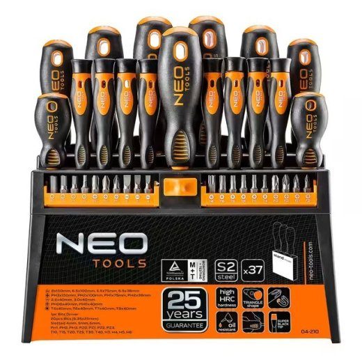 NEO TOOLS screwdriver and bit set, 37 szt.