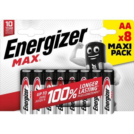 ENERGIZER PATAREID ALKAALNE MAX AA LR6, 8 TÜKKI, ÖKO PAKEND