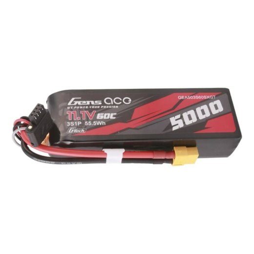 Gens ace G-Tech 5000mAh 11.1V 60C 3S1P Short-Size Lipo XT60 pistikuga