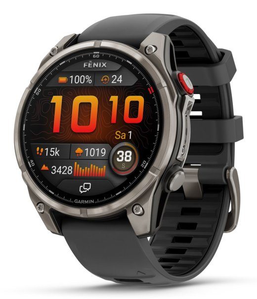 Garmin fēnix 8 Pro 3.56 cm (1.4") AMOLED 47 mm Skaitmeninis 454 x 454 pikselių Liečiamasis ekranas Graphite, Titanium Wi-Fi GPS (palydovas)