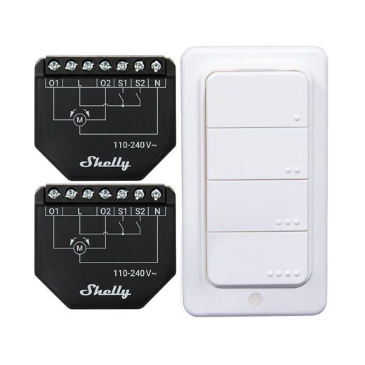 Komplekt 2 WiFi pimeduse kontrollerit kardinatele/pimedustele Shelly Shutter + BLU RC Button 4