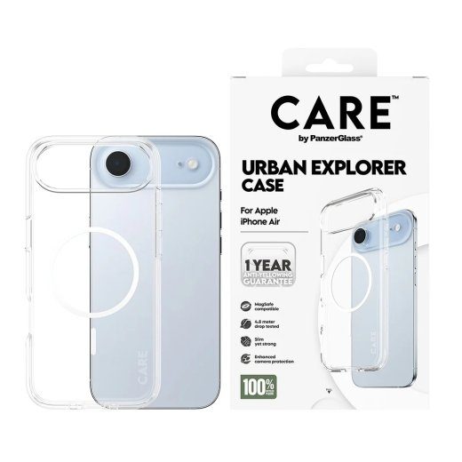 PanzerGlass Tagakate Apple iPhone Air Taaskasutatud plast Läbipaistev Urban Explorer koos valge MagSafe'iga