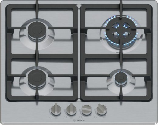 Bosch Serie 4 PGH6B5K90 pliidiplaat Roostevaba teras Sisseehitatav 60 cm Gaas 4 tsoon(i)