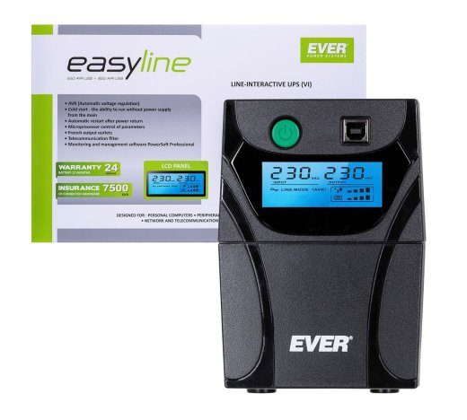 Ever EASYLINE 650 AVR USB Linijinis-interaktyvus 0.65 kVA 360 W