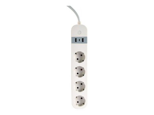 Gembird TSL-PS-S4U-01-W Smart Power Strip 4-Outlet 16A Valge 1.5m