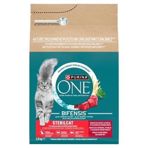 PURINA One Bifensis Sterilized Cat Food, Beef Flavor, Dry, 2.8kg