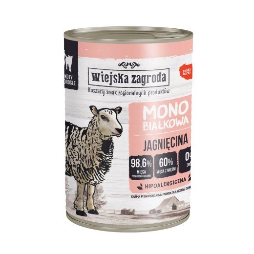 WIEJSKA ZAGRODA Monoproteiin Lambaliha - märgkassitoit - 400g