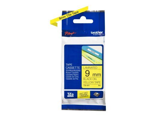 Brother TZe-621 Laminated Tape Black on Yellow TZe 8 m 9 cm