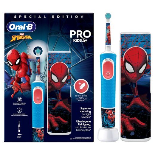 Oral-B Vitality Pro Kids 3+ Electric Toothbrush Spider-Man Case