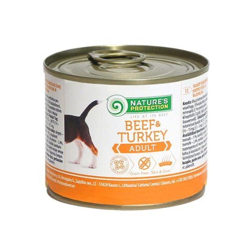 NATURE'S PROTECTION Täiskasvanud veise- ja turgi määratu koeratoit - 200 g