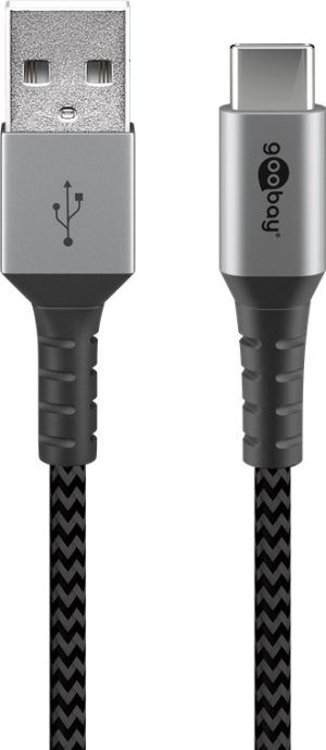 Goobay USB-C kuni USB-A tekstiilkaabel metallist pistikutega 49296 USB-C kuni USB-A