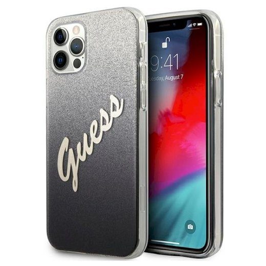 Guess GUHCP12MPCUGLSBK Glitter Gradient Script Hardcase iPhone 12/12 Pro jaoks 6,1" / must