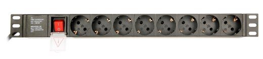 EnerGenie EG-PDU-014 reast jaotusseade (8 Schuko pistikut, 1U, 16A, Schuko pistik, 3m, must värvus)