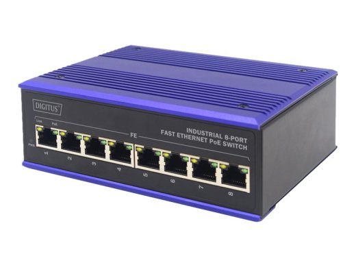 DIGITUS 8-Portiline 10/100 PoE Tööstuslik Lüliti