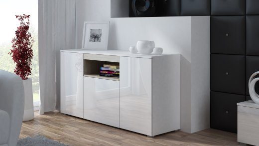 Cama kõrvallaua VIVA 150 valge/valge läik + sonoma tamm