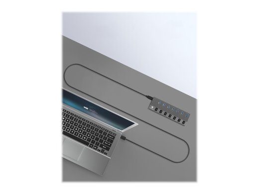 ICY BOX IB-HUB1701-C3 7-portiline hub koos USB 3.0 Type-C ja Type-A liidesega ning BC 1.2 tugi