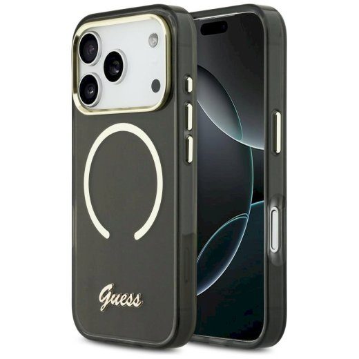 Üksus Guess IML Script Metal MagSafe iPhone 17 Pro jaoks / must