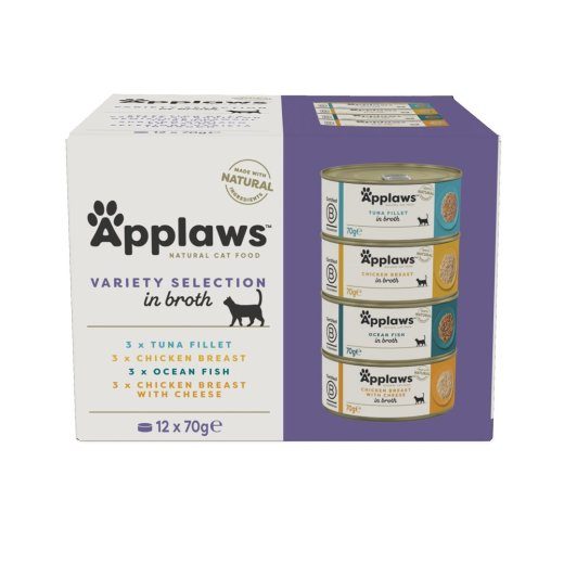 APPLAWS Valikuvalik multipack puljongis - märg kassitoit - 12x70g