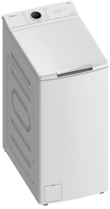 Midea skalbimo mašina MF100T70BA10/W-HR Energijos efektyvumo klasė A Viršutinis krautas Skalbimo talpa 7 kg 1200 RPM Gylis 61 cm Plotis 40 cm Ekran...