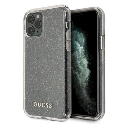 Guess GUHCN58PCGLSI Glitter Kõva kaitseümbris iPhone 11 Pro jaoks / hõbedane