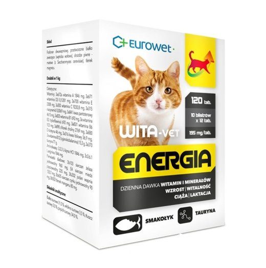 EUROWET Wita-Vet Energia - lisandid kassidele - 120 tabletti