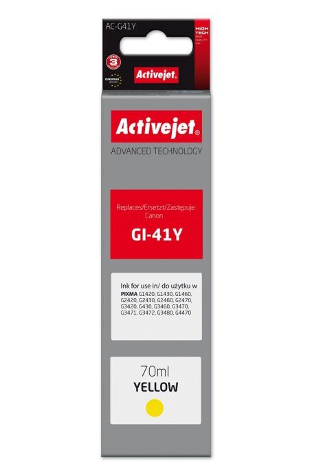 Activejet AC-G41Y tindipudel (asendus Canon GI-41Y 4545C001-le; Supreme; 70 ml; kollane)