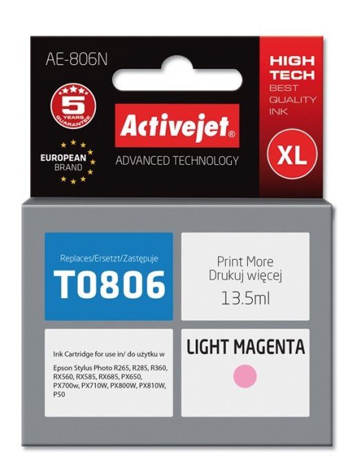 Activejet AE-806N tindikassett (asendus Epson T0806 jaoks; Supreme; 13,5 ml; helesinine)