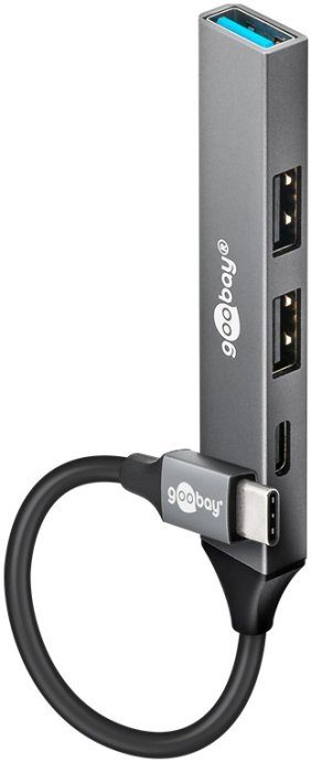 Goobay Slim 4-Port USB Hub, USB-C to USB-C/USB-A, 5 Gbit/s 74459