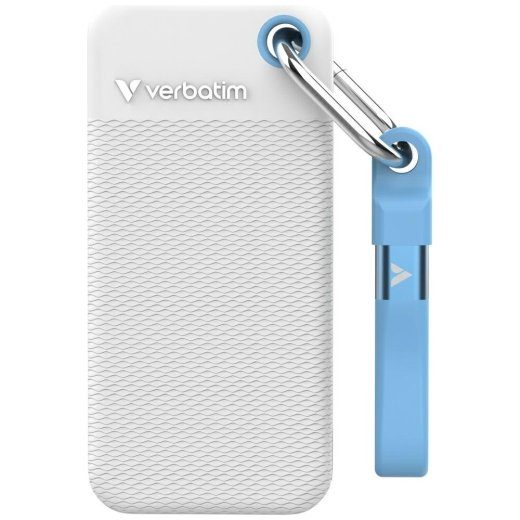 Verbatim 32320 išorinis diskas Pocket SSD 1TB USB-C 3.2 gen.2 / baltas-šviesiai mėlynas