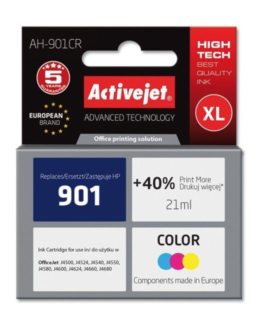 Activejet AH-901CR tinta (HP 901 CC656AE asendaja; Premium; 21 ml; värviline)