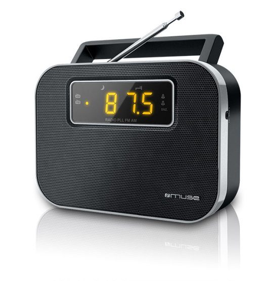Muse M-081R Alarm function 2-band PLL portable radio Black