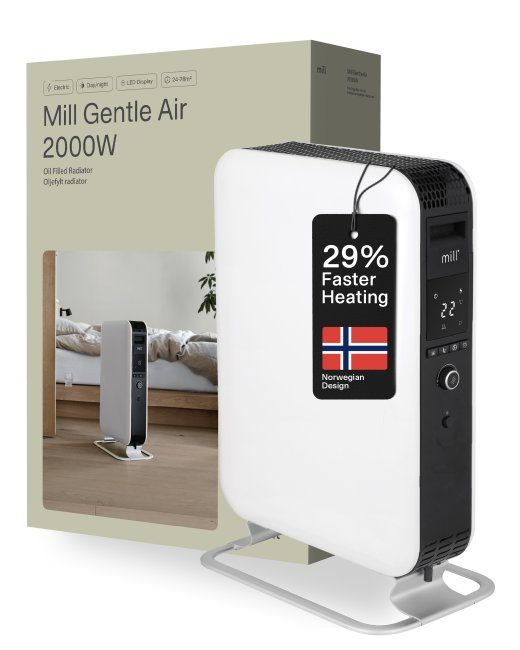 Mill Heater AB-H2000DN Õliga radiaator 2000 W Võimsusastmete arv 3 Sobib ruumidele kuni 24-34 m³ Valge