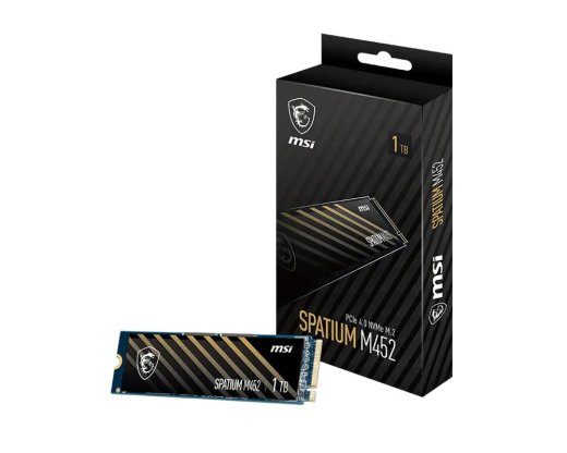 SSD MSI 300xTBW rating MTBF 1500000 h Read speed 3600 MB/s Write speed 3100 MB/s NVMe Yes PCI Express 4.0 M.2 1000 SPATIUM M452 S78-440L970-P83