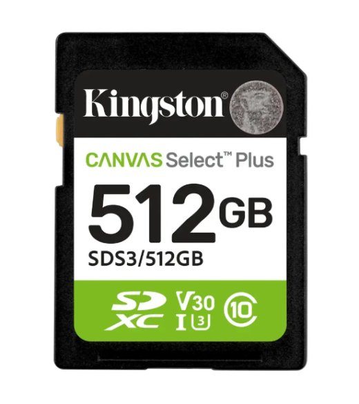 Kingston Canvas Select Plus 512 SD Flash-mälu klass Class 10, UHS-I, U1/U3, Video klass 10/30
