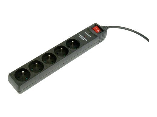Gembird Surge Protector with 5 French Sockets, 3m Black