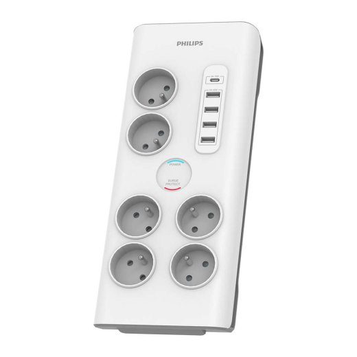 Philips SPN7060WA/60 ülespännev kaitse Valge 6 AC pistikupesa 2 m