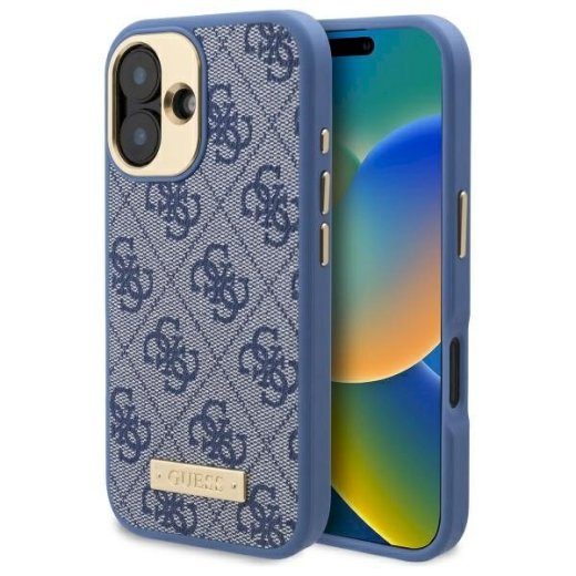 Guess GUHMP16MU4GPRB kõvaümbris 4G Logo Plate MagSafe iPhone 16 Plus 6.7" jaoks / sinine