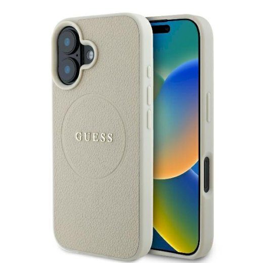 Guess GUHMP16SPGHSMME kõvaümbris struktureeritud rõngas MagSafe iPhone 16 6.1" jaoks / beež